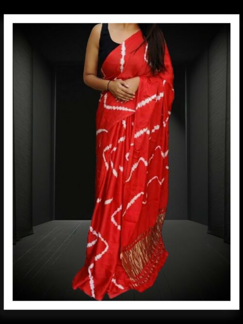 Red Shibori Leheriya Saree Pure Modal Silk