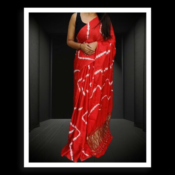 Red Shibori Leheriya Saree Pure Modal Silk