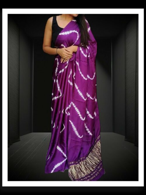 Magenta Shibori Leheriya Saree Pure Modal Silk