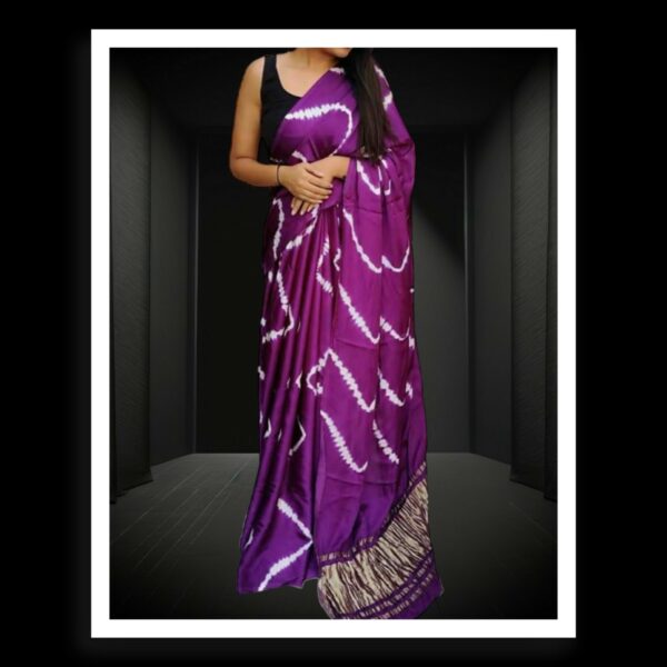 Magenta Shibori Leheriya Saree Pure Modal Silk