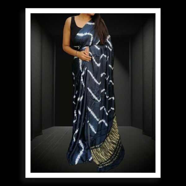 Grey Shibori Leheriya Saree Pure Modal Silk