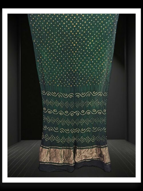 Green Original Rai Dana Bandhani Saree Pure ModalSilk
