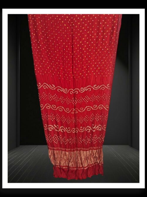 Red Original Rai Dana Bandhani Saree Pure ModalSilk