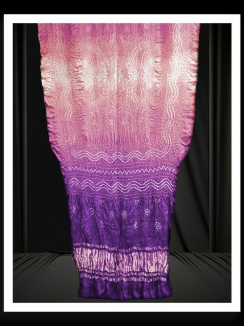 Peach Purple Shaded Bandhani Dupatta Pure GajiSilk