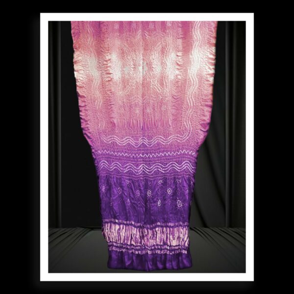 Peach Purple Shaded Bandhani Dupatta Pure GajiSilk