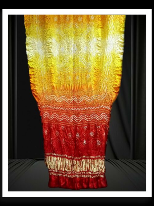 Golden Red Shaded Bandhani Dupatta Pure GajiSilk