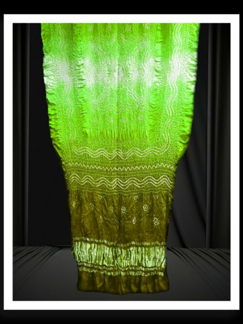 Parrot Mehndi Shaded Bandhani Dupatta Pure GajiSilk