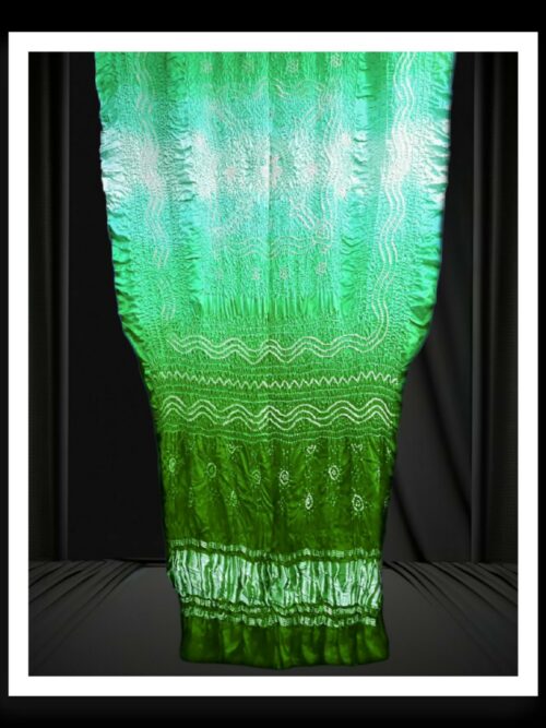 Parrot Green Shaded Bandhani Dupatta Pure GajiSilk