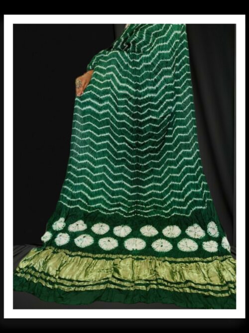 Green Designer Shibori Dupatta Pure ModalSilk