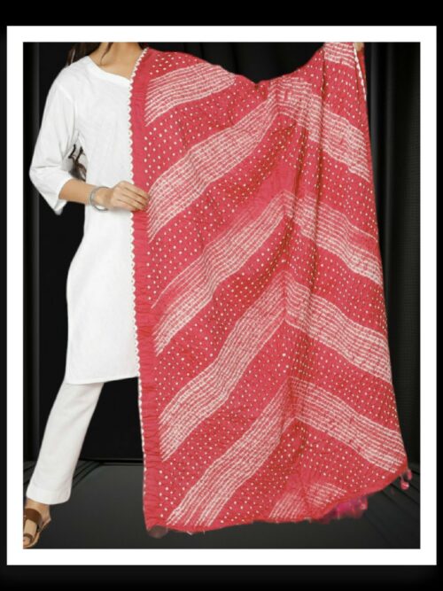 Peach Shibori Bandhani Dupatta Pure Primium Cotton