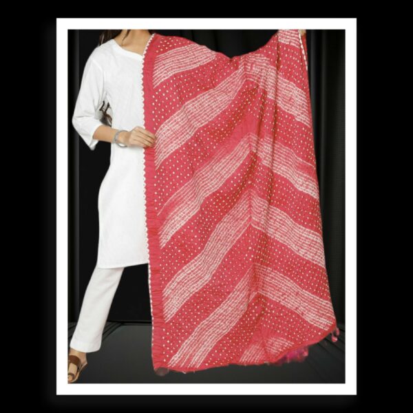 Peach Shibori Bandhani Dupatta Pure Primium Cotton