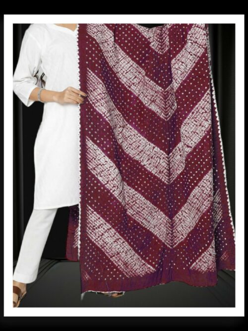 Maroon Shibori Bandhani Dupatta Pure Primium Cotton