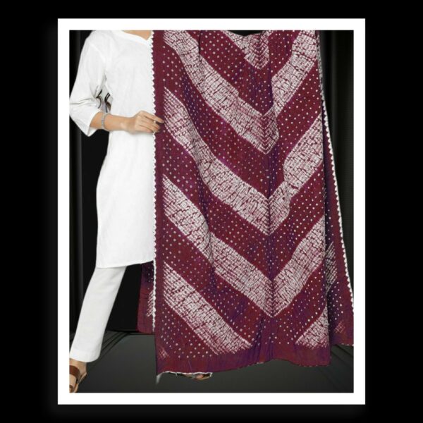 Maroon Shibori Bandhani Dupatta Pure Primium Cotton