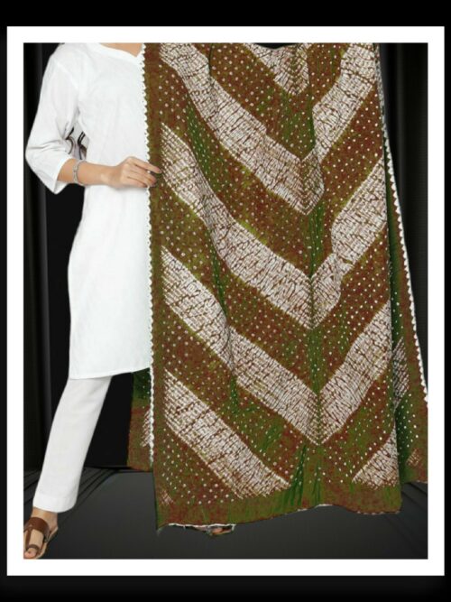 Brown Shibori Bandhani Dupatta Pure Primium Cotton