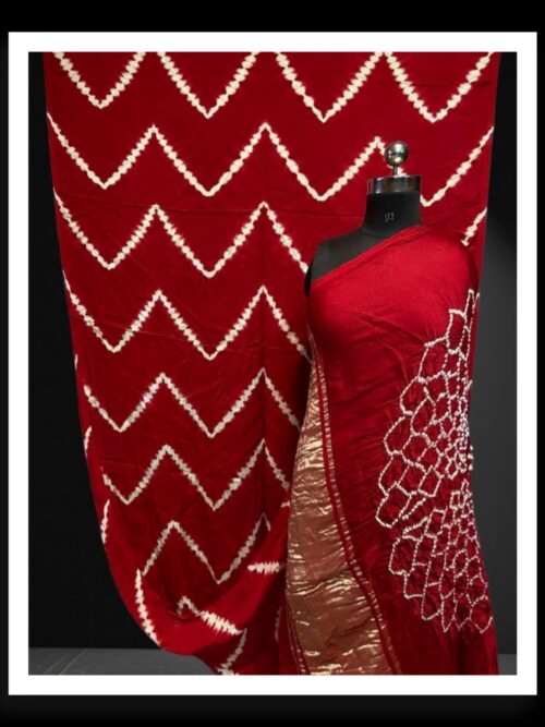 Red Hand Dyed Bandhani Shibori Saree Pure ModalSilk