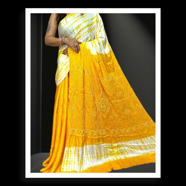 Yellow Designer Shibori Bandhani Saree Pure ModalSilk