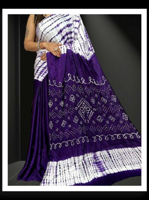 Purple Designer Shibori Bandhani Saree Pure ModalSilk