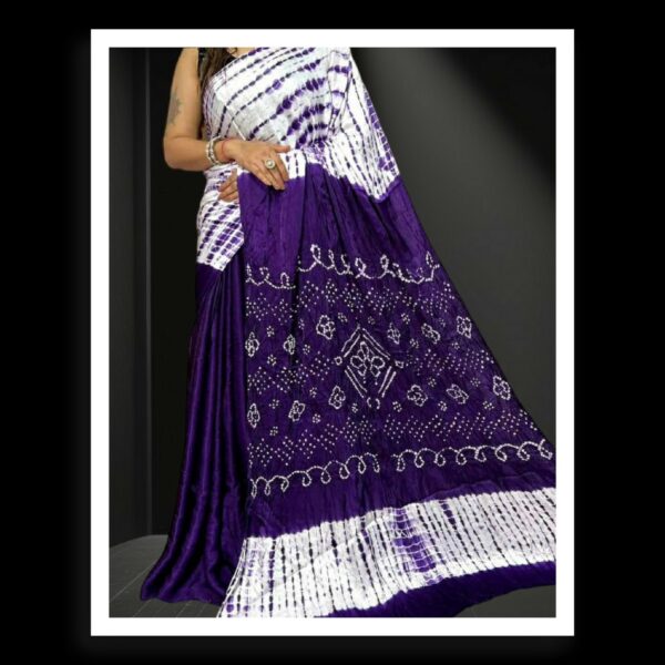 Purple Designer Shibori Bandhani Saree Pure ModalSilk