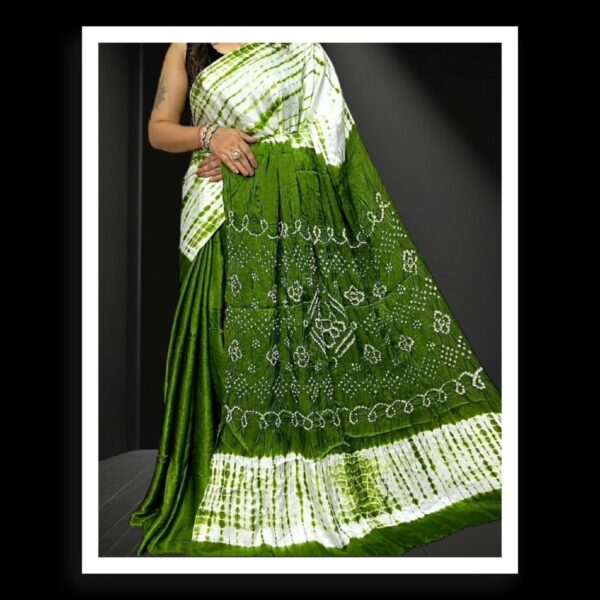 Mehndi Designer Shibori Bandhani Saree Pure ModalSilk