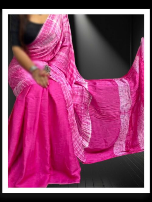 Pink Hand Dyed Shibori Saree Pure ModalSilk