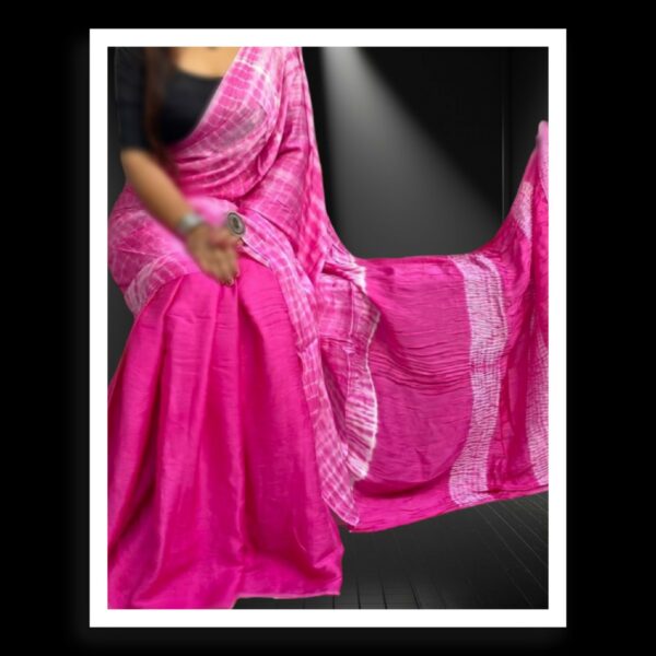 Pink Hand Dyed Shibori Saree Pure ModalSilk