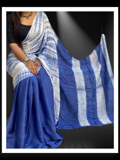 Blue Hand Dyed Shibori Saree Pure ModalSilk