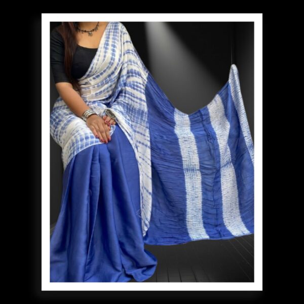 Blue Hand Dyed Shibori Saree Pure ModalSilk