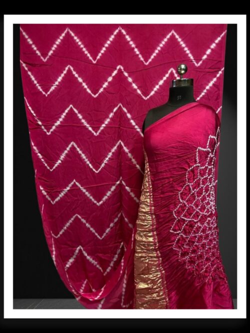 Rani Hand Dyed Bandhani Shibori Saree Pure ModalSilk