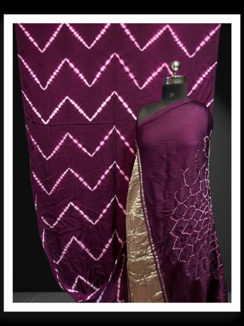 Magenta Hand Dyed Bandhani Shibori Saree Pure ModalSilk