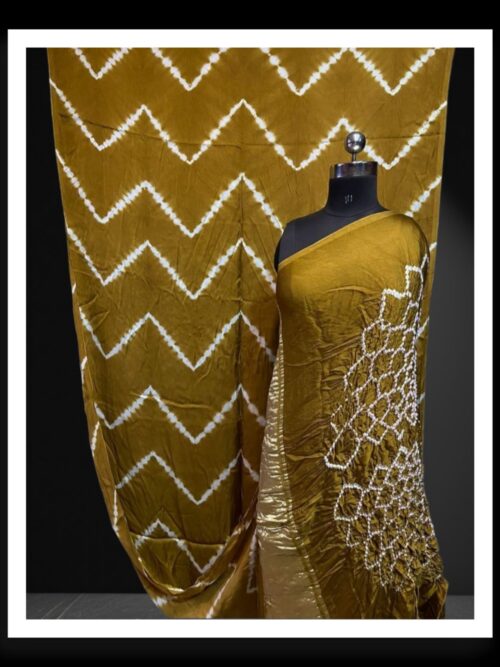 Mustard Hand Dyed Bandhani Shibori Saree Pure ModalSilk