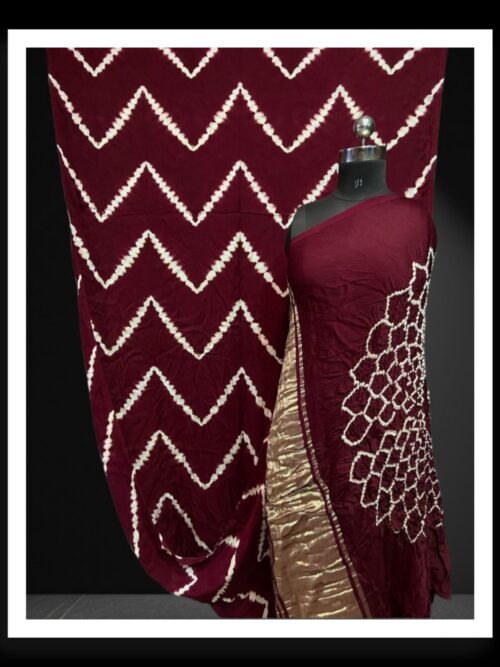 Maroon Hand Dyed Bandhani Shibori Saree Pure ModalSilk