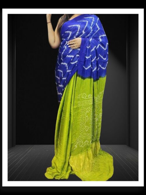 Navy Parrot Shibori Bandhani Dyed Saree Pure ModalSilk