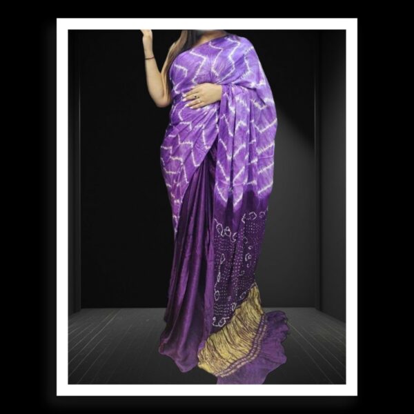 Lavender Purple Shibori Bandhani Dyed Saree Pure ModalSilk