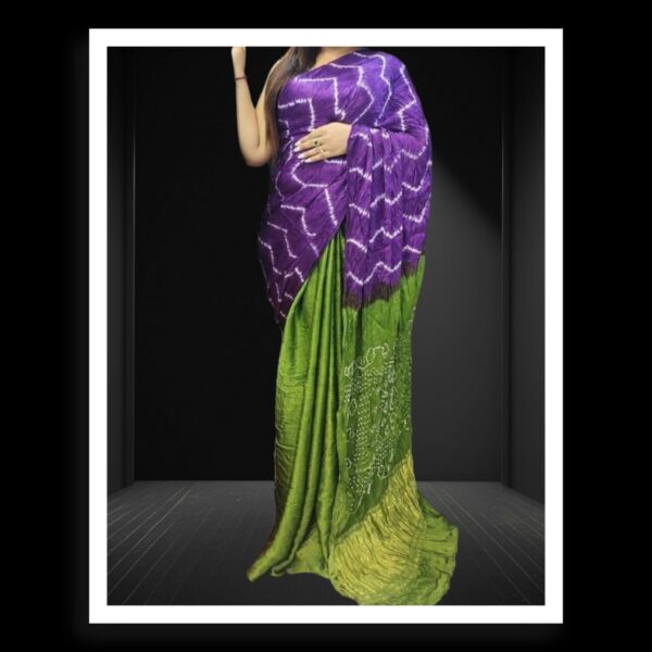 Jambli Parrot Shibori Bandhani Dyed Saree Pure ModalSilk