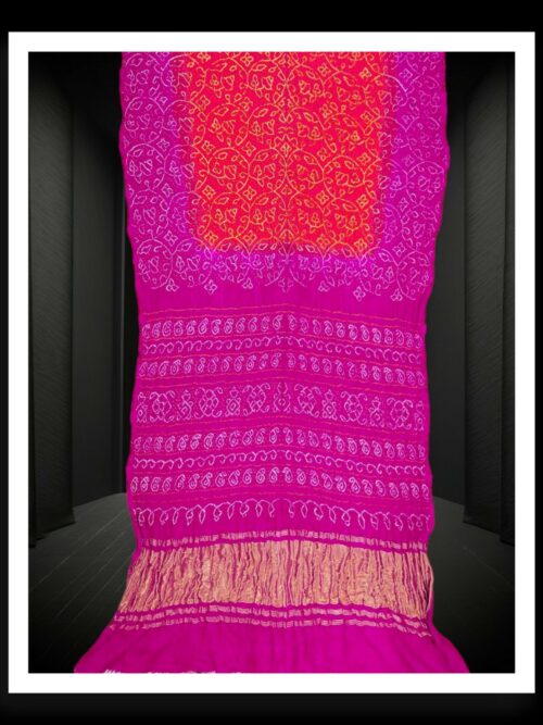 Magenta Red Original Shikari Bandhani Saree Pure GajiSilk