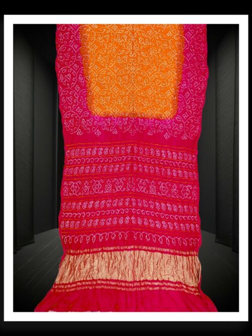 Rani Golden Original Shikari Bandhani Saree Pure GajiSilk