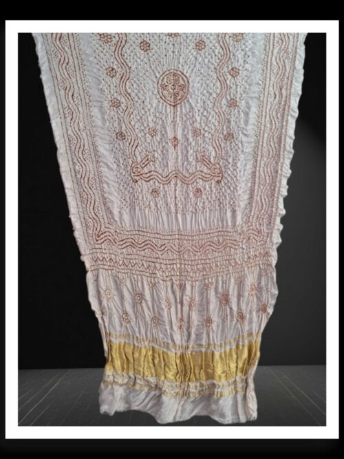 White Rai Dano Bandhani Dupatta Pure GajiSilk