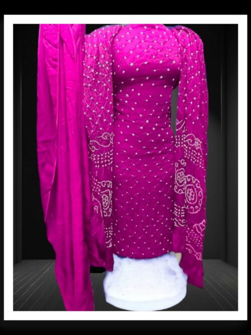 Rani Unstitched Bandhani Dress Material Pure GajiSilk