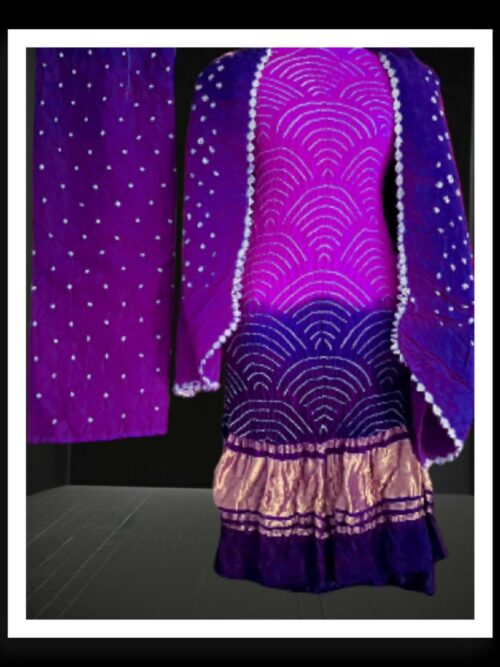 Purple Blue WiFi Designer Dress Material Pure GajiSilk