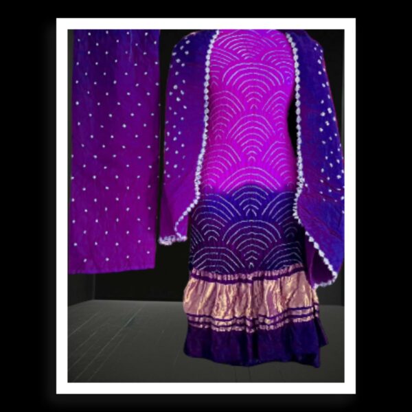 Purple Blue WiFi Designer Dress Material Pure GajiSilk