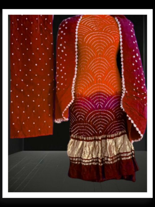 Orange Dark Brown WiFi Designer Dress Material Pure GajiSilk