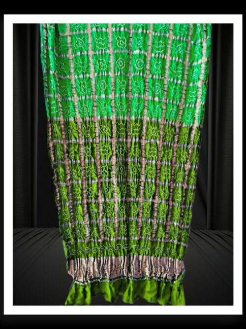 Parrot Marine Bandhani Gharchola Dupatta Pure GajiSilk