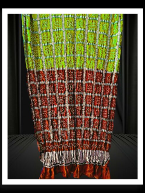 Lime Rust Bandhani Gharchola Dupatta Pure GajiSilk