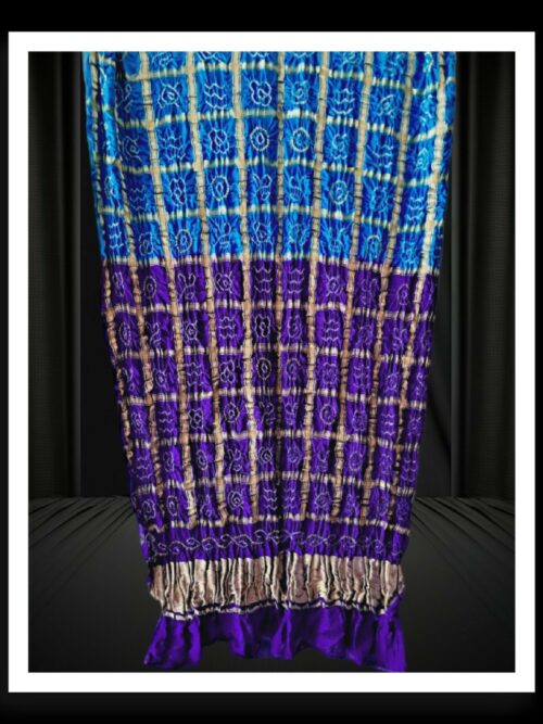 Sky Brinjal Bandhani Gharchola Dupatta Pure GajiSilk