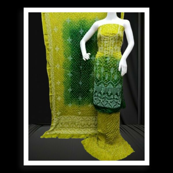 Mehndi Green Designer Lucknowi Dress Pure Modalsilk