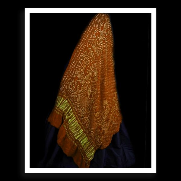 Rust Bandhani Dupatta Peacock Designer Pure GajiSilk