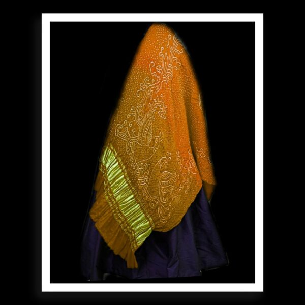 Rust Orange Bandhani Dupatta Peacock Designer Pure GajiSilk