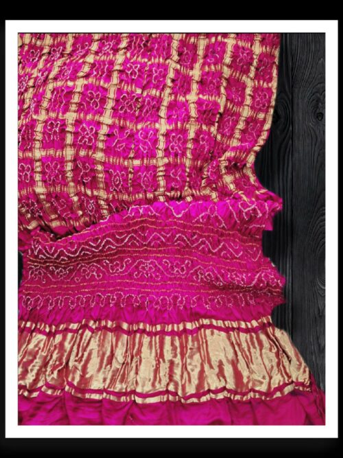 Pink Gharchola Saree Bandhani Pure Gaji Silk Khatri