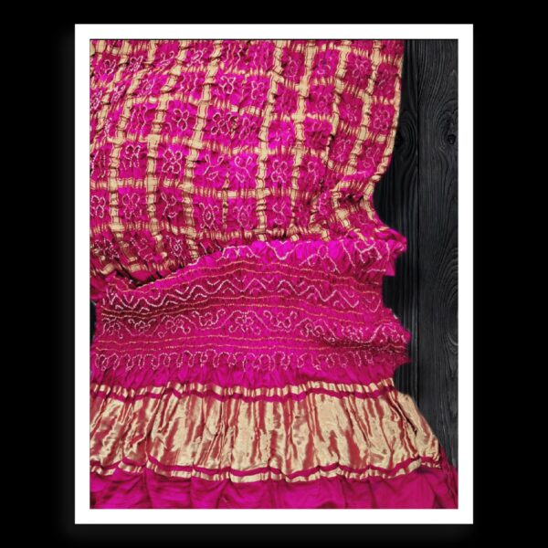 Pink Gharchola Saree Bandhani Pure Gaji Silk Khatri