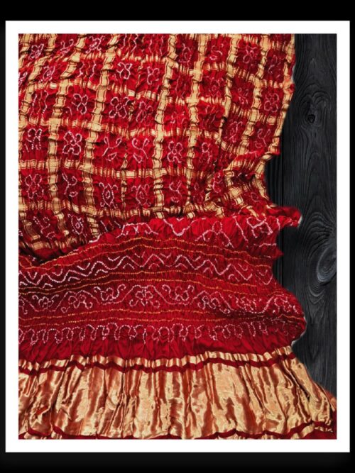 Red Gharchola Saree Bandhani Pure Gaji Silk Khatri